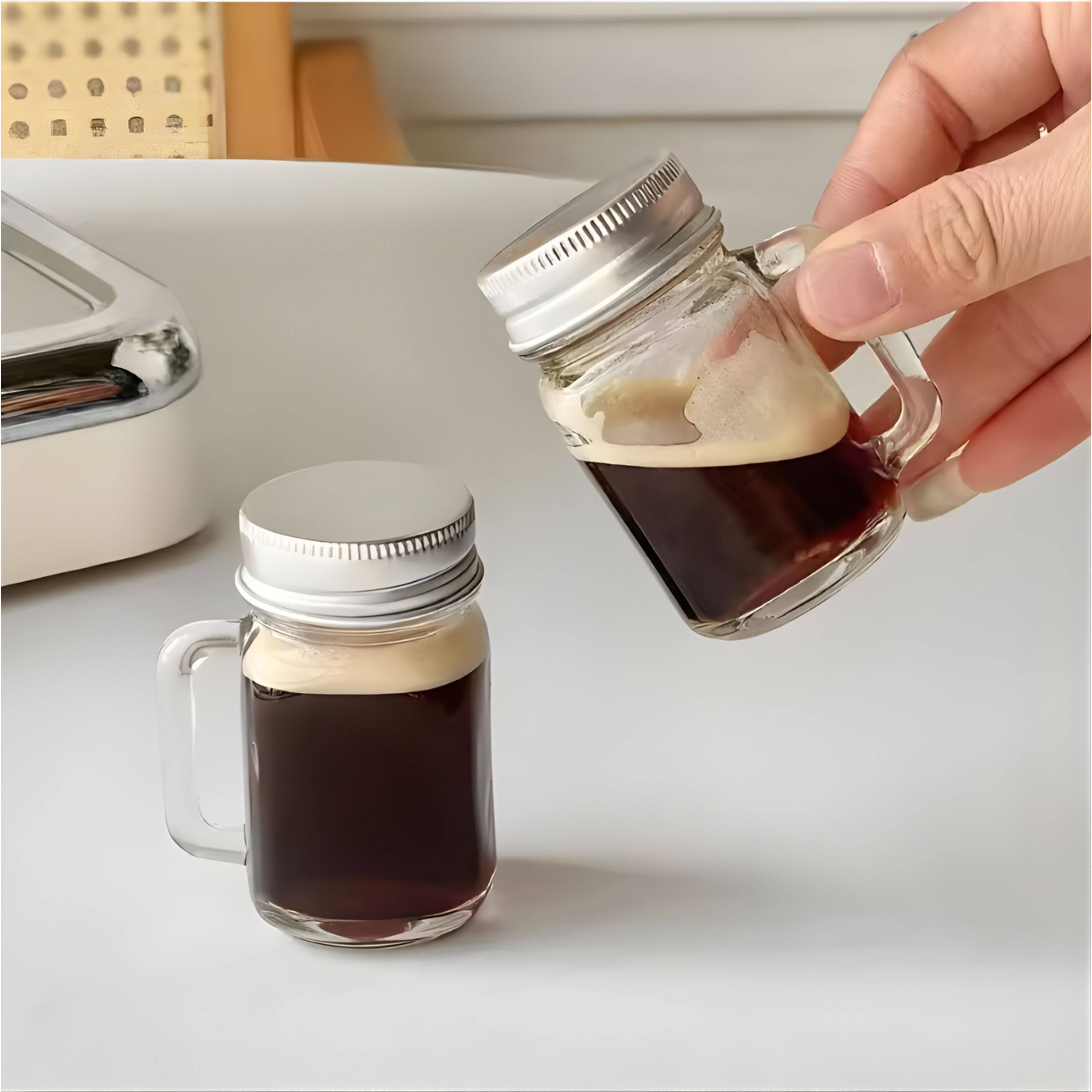Alt View 1. Kitcheniva - Mini Leakproof Glass Mason Jars (4 Pcs) - For Expresso, Jam & Honey.