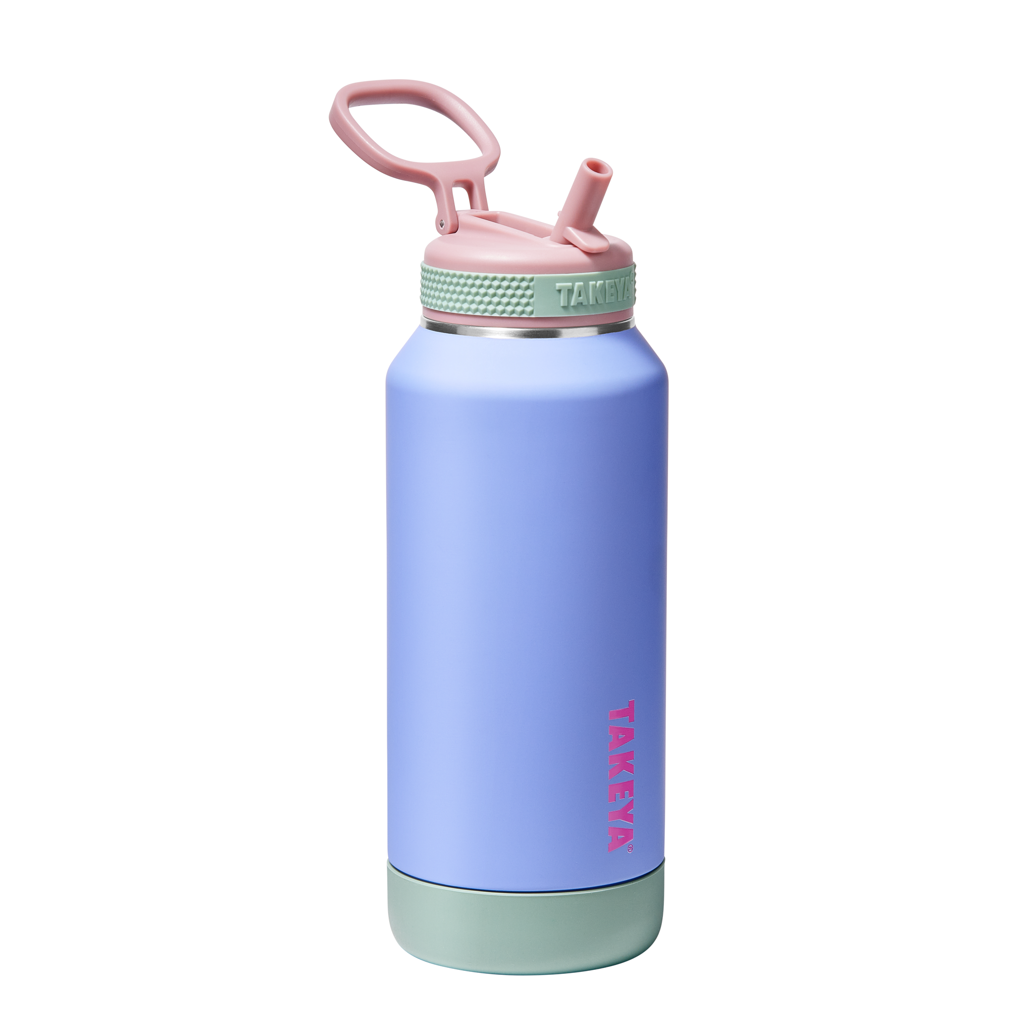 Takeya - Sport 32-oz. Soft-Touch Leakproof Water Bottle with Straw Lid - Grape Jelly - Front_Zoom