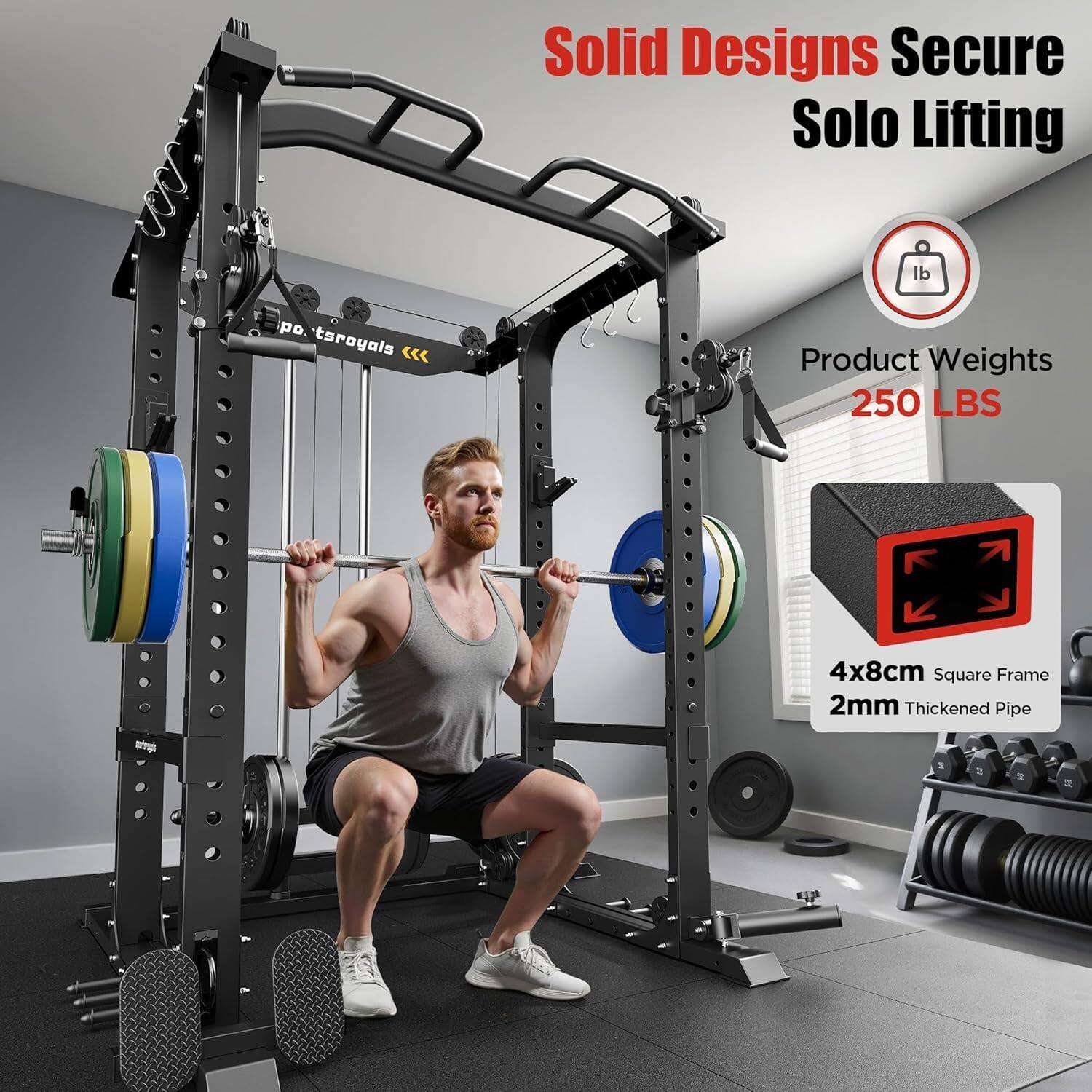 Sportsroyals Power Cage,1600lbs Multi Function Power Rack with