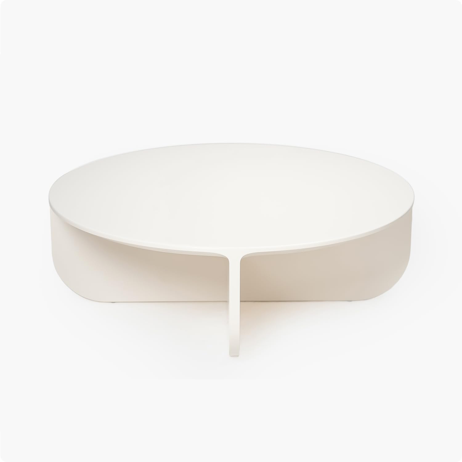 Acanva - Modern Round Coffee Table, High Glossy Center Tables for Living Room Home Office Reception - Gloss Off-white