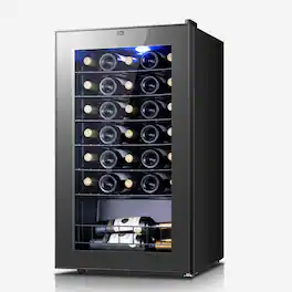 Yeego - Wine Refrigerator Cooler, 34 Bottle Small Wine Fridge, Mini Freestanding Wine Cellars for Home, Office - Black