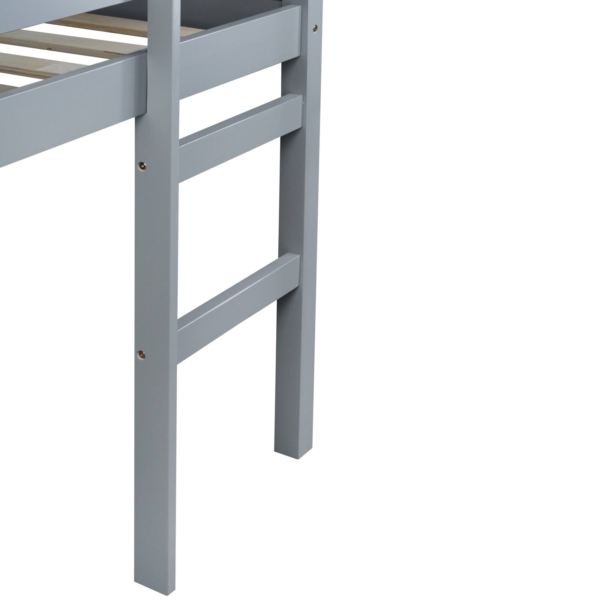 Alt View 1. GOODSILO - Premium Full-Size Loft Bed with Ladder Designed for Space Optimization and Stylish Comfort - Grey.