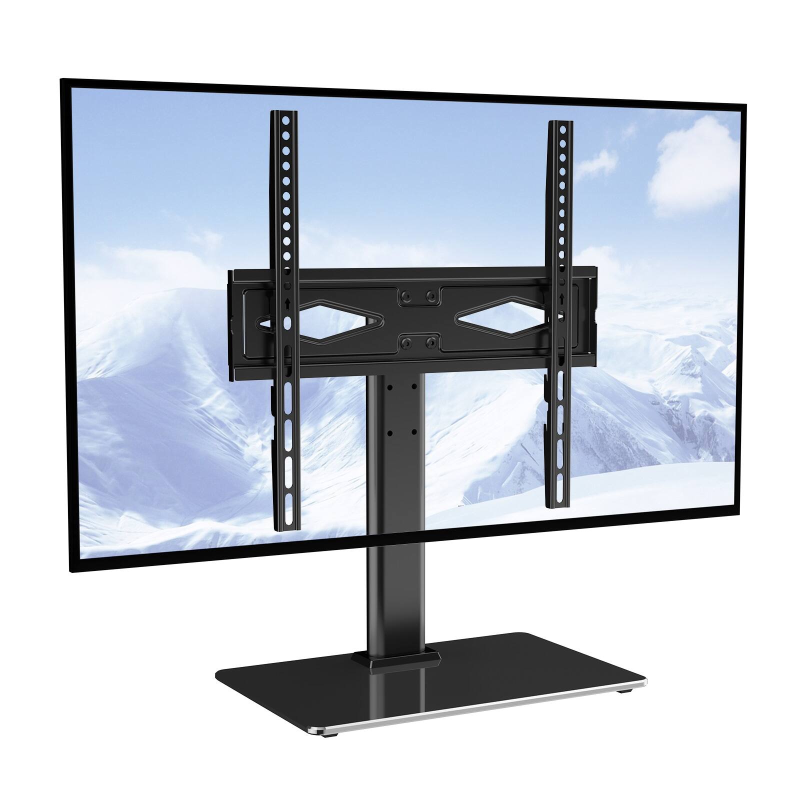 Front. VEVOR - TV Stand Mount, Swivel Universal TV Stand for 32 to 55 inch TVs, Height Adjustable Portable Floor TV Stand - Black.