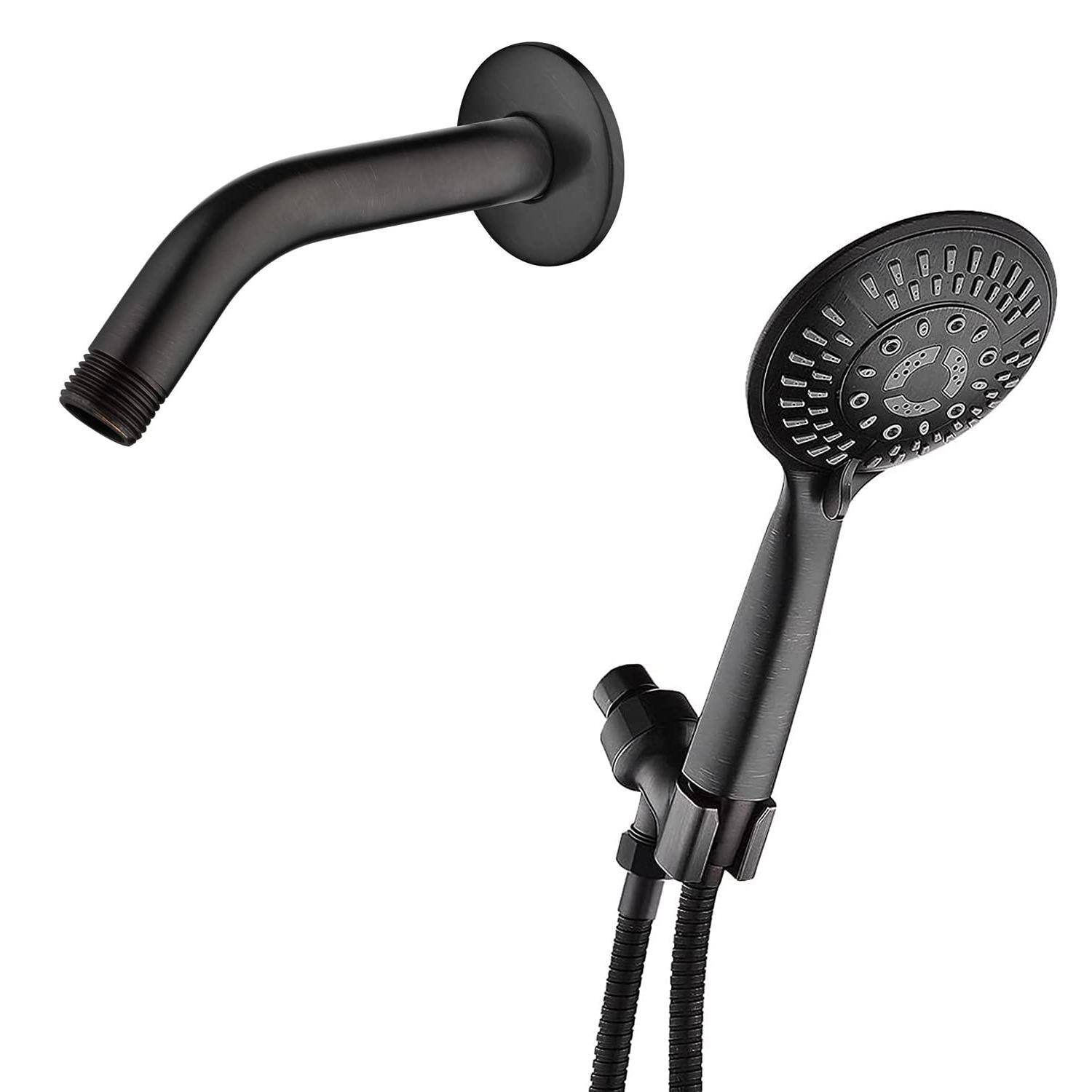 Paradigms Interiors - High Handheld Shower Head With Stainless Hose And Matching Brass Pipe arm Bathroom Rain Arm - Default