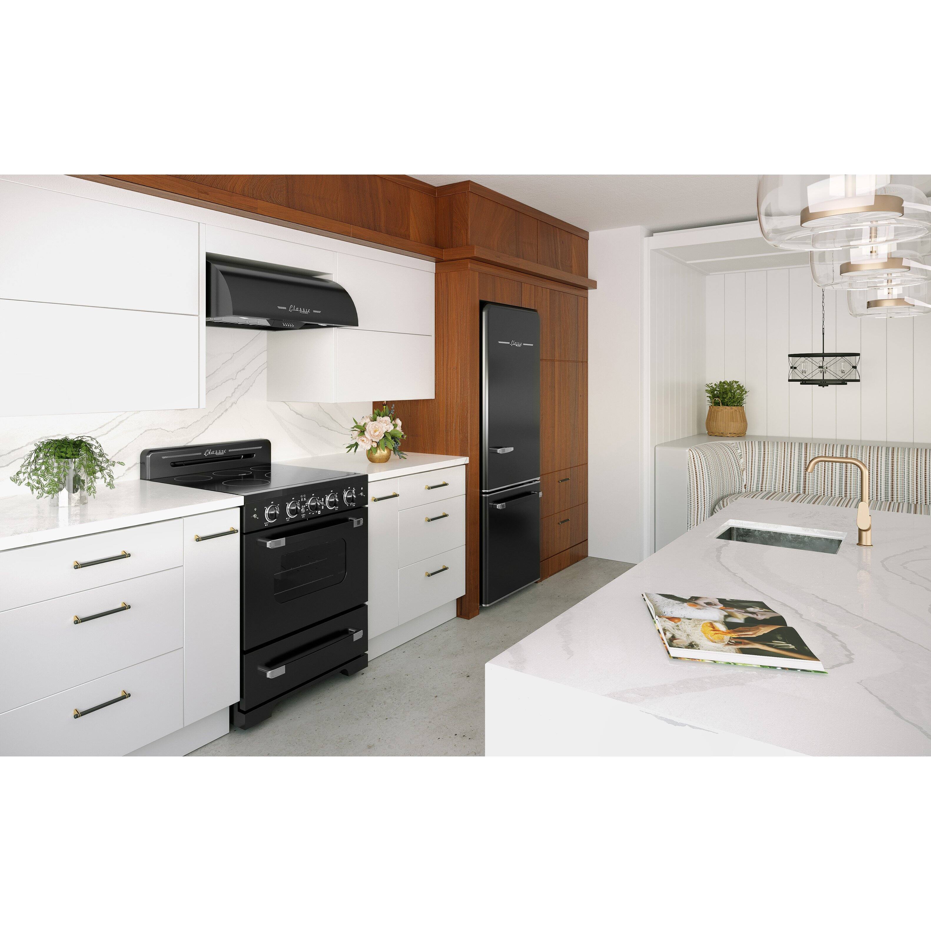 Alt View 20. Unique Appliances - 30 in. Wide 5 Elements Classic Retro 3.9 Cu. Ft. Freestanding Electic Convection Range with Glass Top and Storage Drawer - Midnight Black.