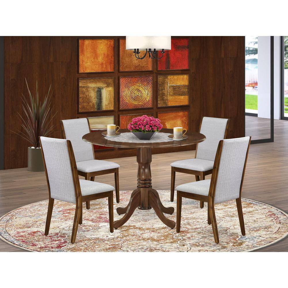 Alt View 3. East West Furniture - 5 Pc Dinette Set Contains a Round Dining Table and 4 Upholstered Chairs - Grey.
