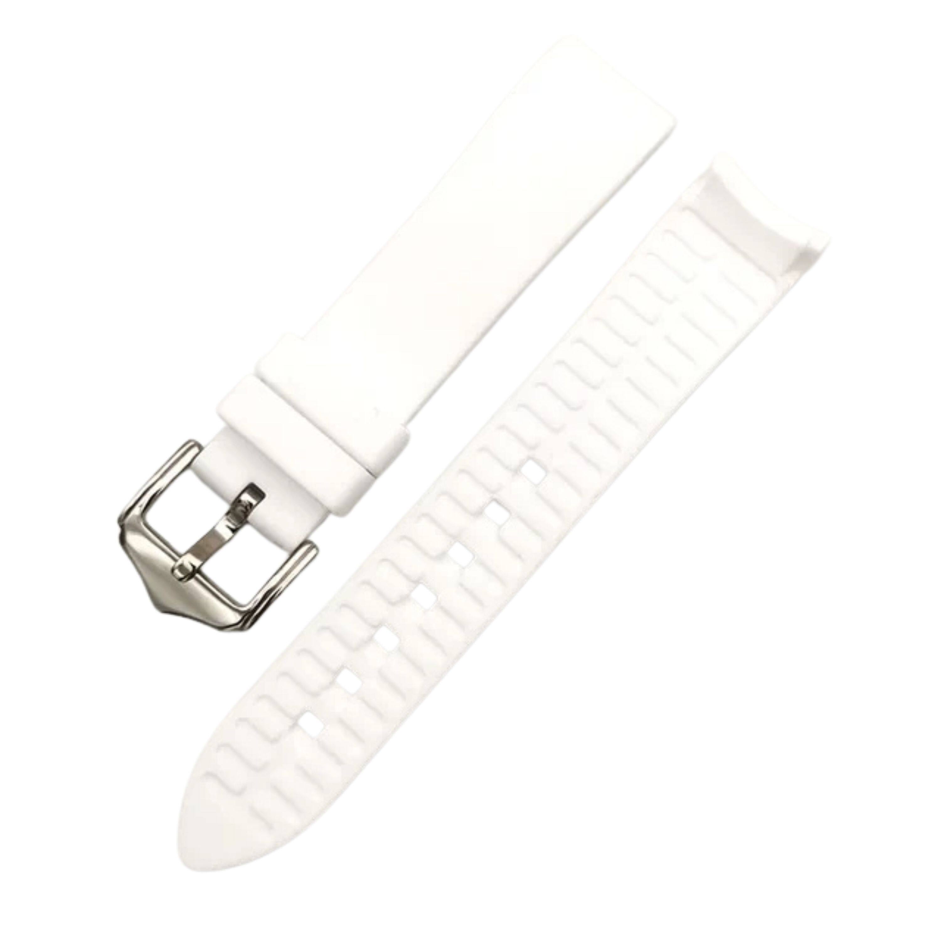 Left. Kitcheniva - 18mm Soft Silicone Watch Band Divers Replacement Strap Quick Release - White.