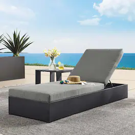 Tahoe Outdoor Patio Powder-Coated Aluminum Chaise Lounge Chair by Modway - Gray Charcoal