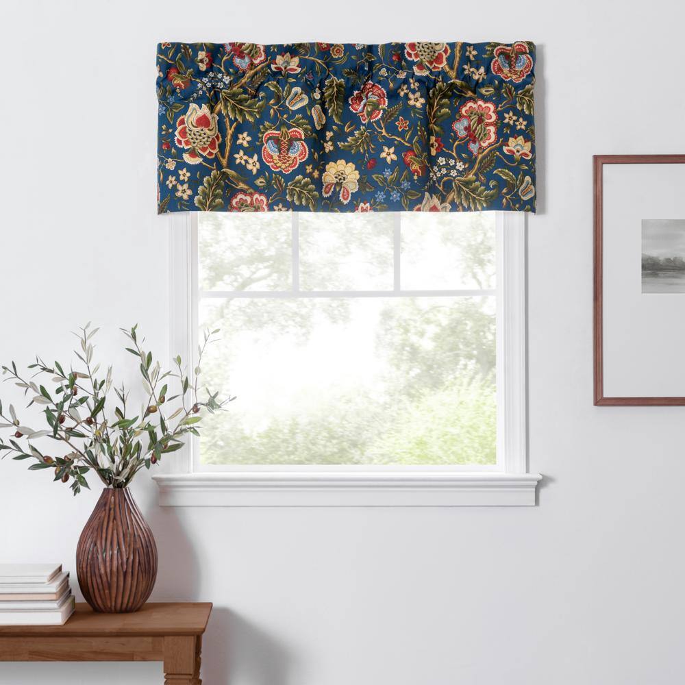 Angle. Ellis Curtain - Ellis Curtain Regency Straight 3" Rod Pocket Valances for Windows 50" x 15" Navy - Navy.