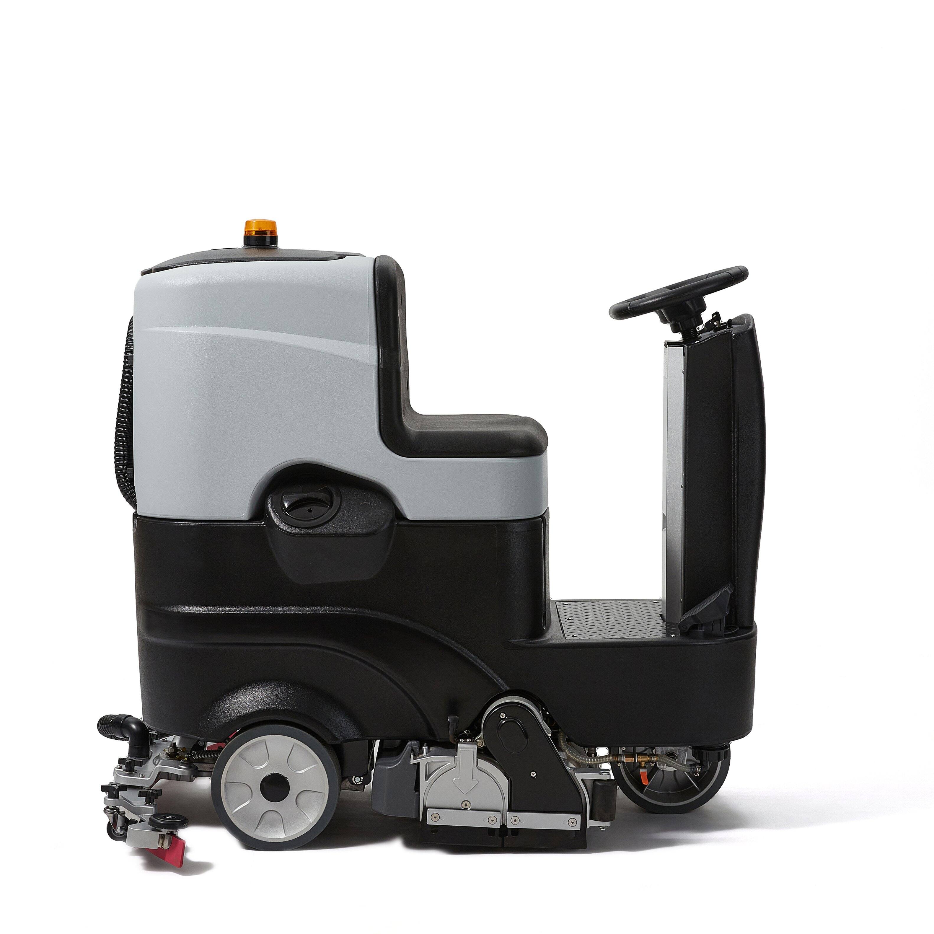 Alt View 7. Dapper Supply - Commercial Ride On Floor Sweeper Scrubber 25.5in Path 24V Battery 2-in-1 Sweep & Scrub Machine - Grey.