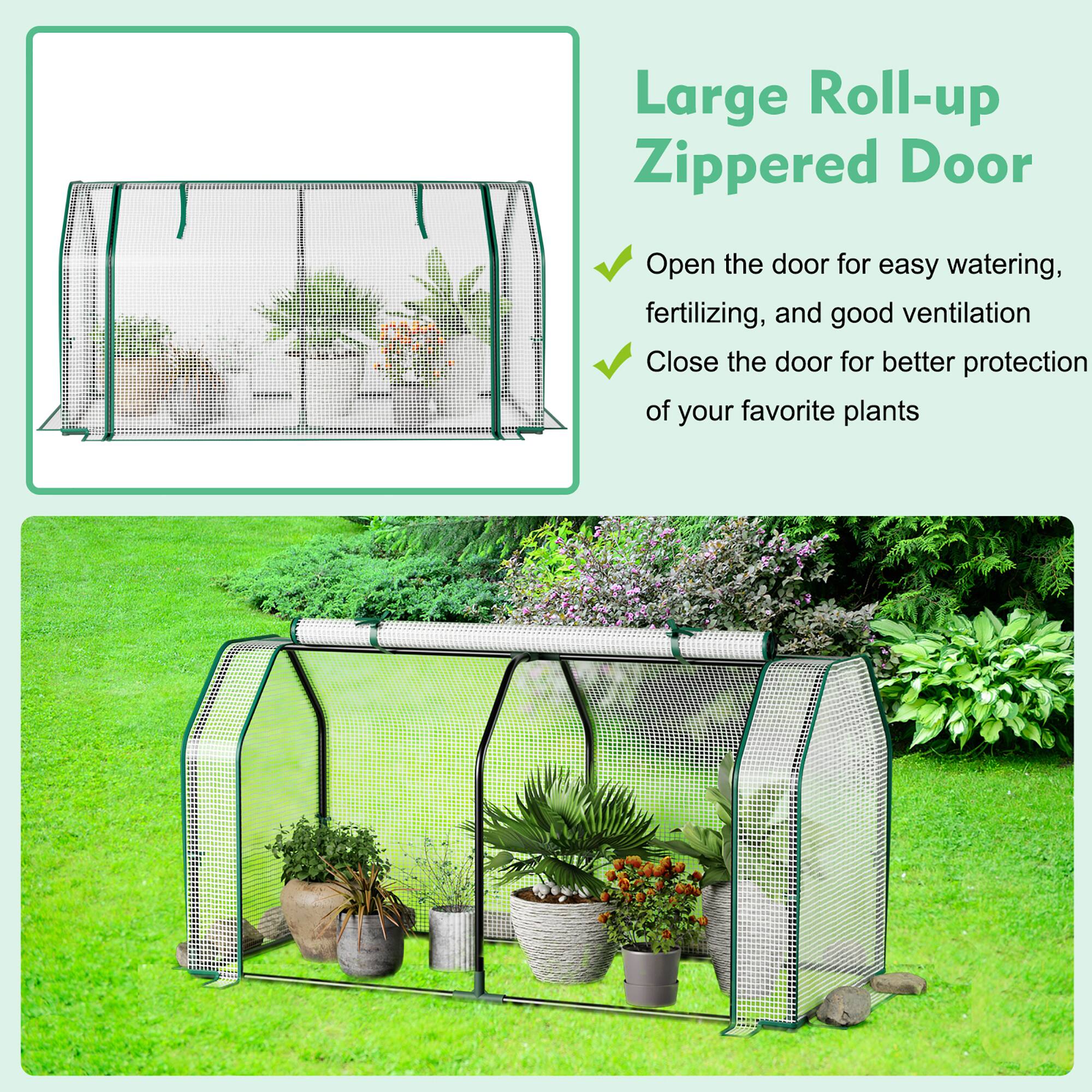 Large Roll-up Zippered Door

- Open the door for easy watering, fertilizing, and good ventilation
- Close the door for better protection of your favorite plants