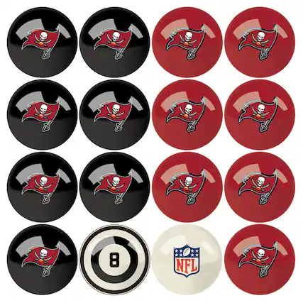 Front. Imperial - Tampa Bay Buccaneers Billiard Ball Set with Numbers - Multicolor.
