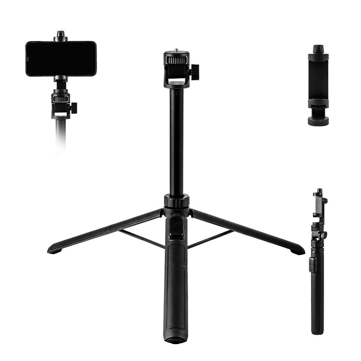 Alt View 2. Wrightmaster - Portable Tripod with Universal Mobile Phone Clip, Selfie Stick, 7-Section Extendable Tripod, Angle Adjustment - Black.