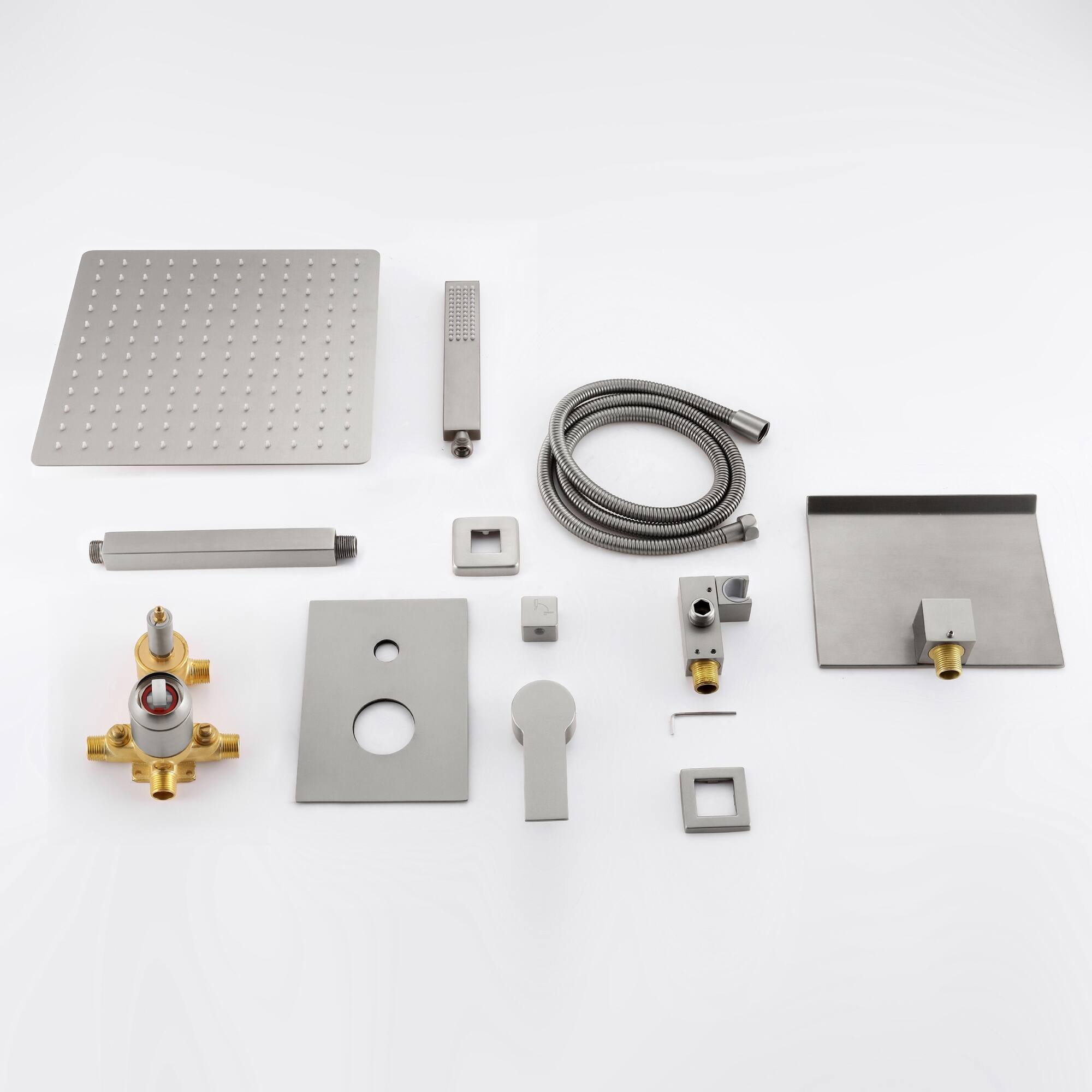 Alt View 10. Boyel Living - Brushed Nickel 12-Inch Rain Shower System Brass SUS304 3-Function Valve Waterfall Spout cUPC - Brushed Nickel.