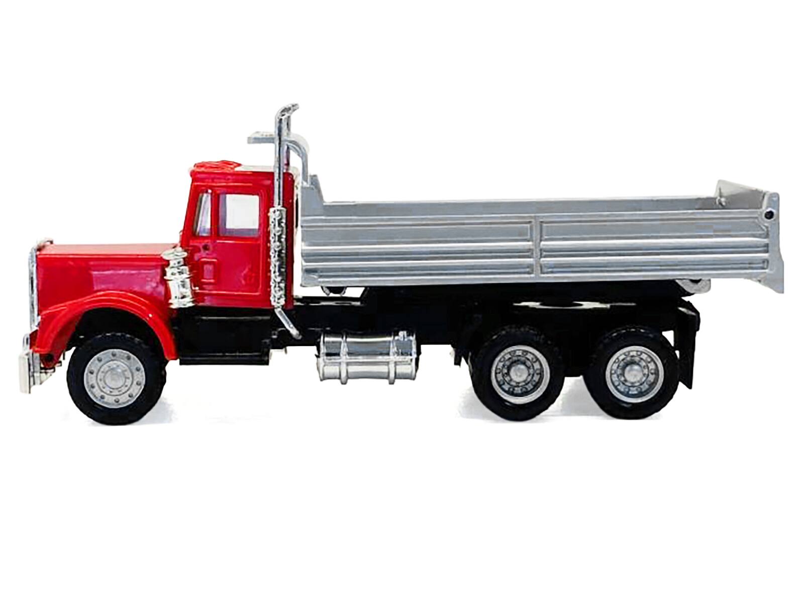 Angle. Promotex - Peterbilt Dump Truck with Red Cab 1/87 (HO) Plastic Model by Promotex - Red.