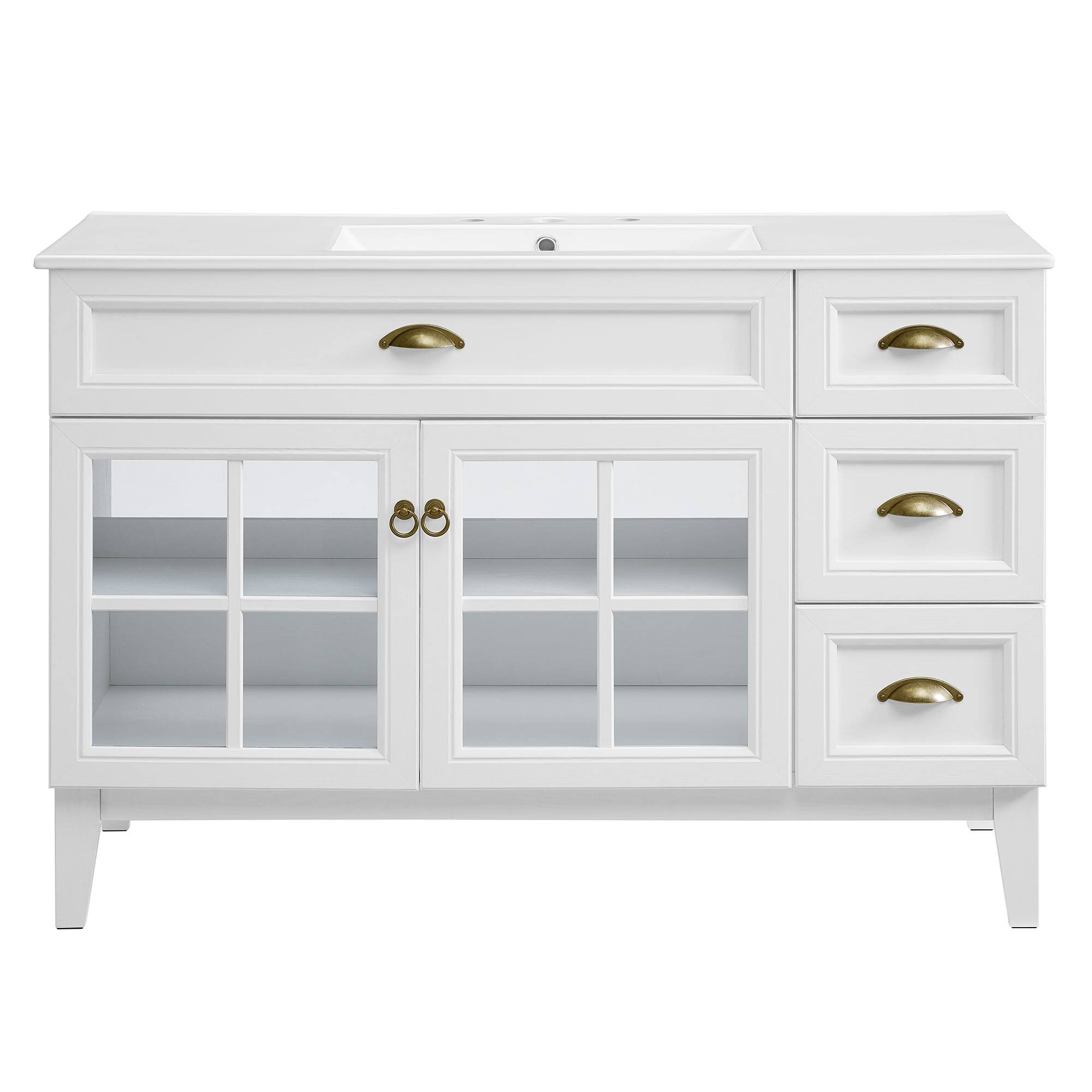 Alt View 4. Modway - Isle Bathroom Vanity Basin Included - White White.