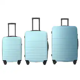 Bestier - 3-Piece ABS Hardshell Luggage Set (20”/24”/28”) with TSA Lock, Spinner Wheels & Lightweight Design - Sky Blue