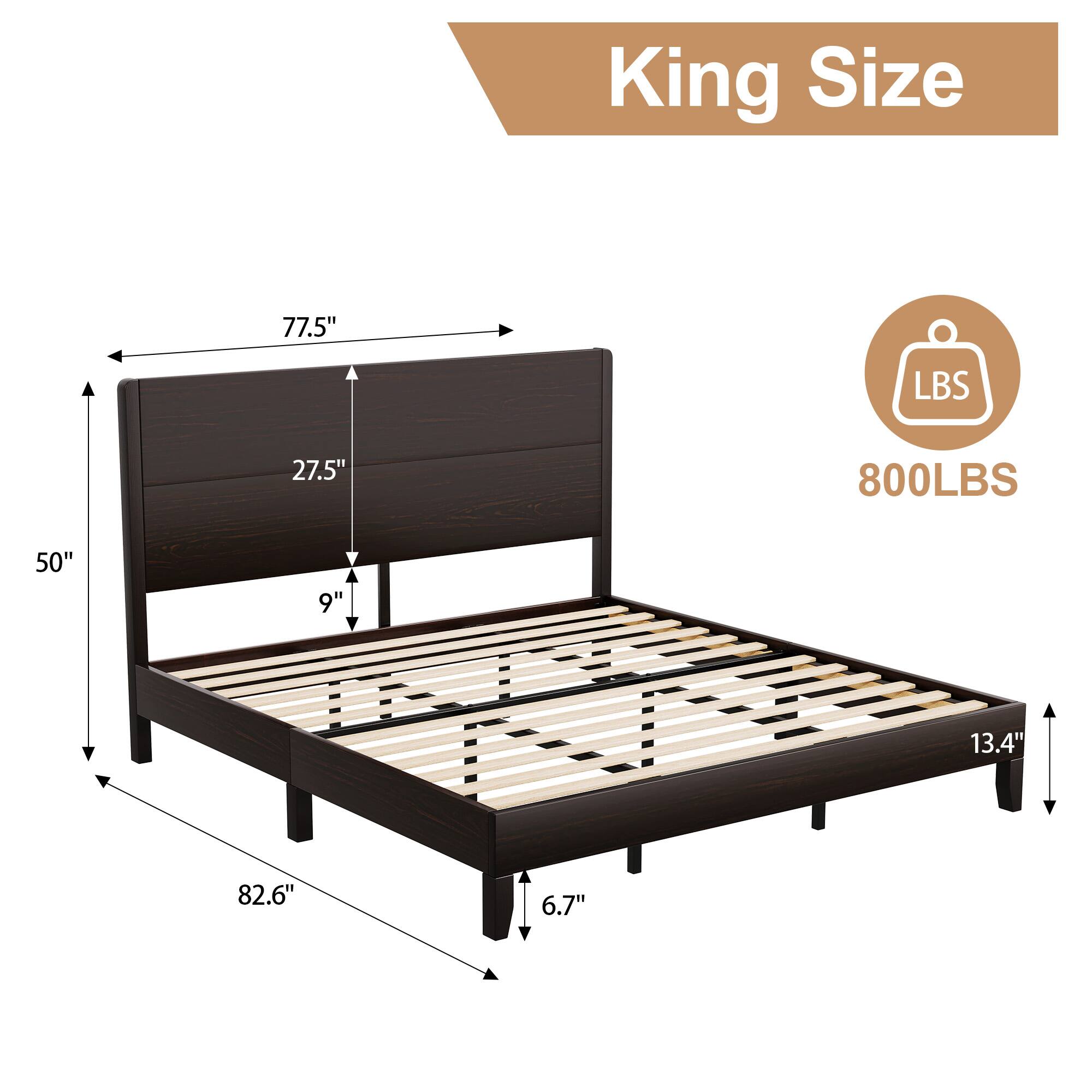 King Size

77.5"  
27.5"  
50"  
9"  
13.4"  
82.6"  
6.7"  

LBS  
800LBS