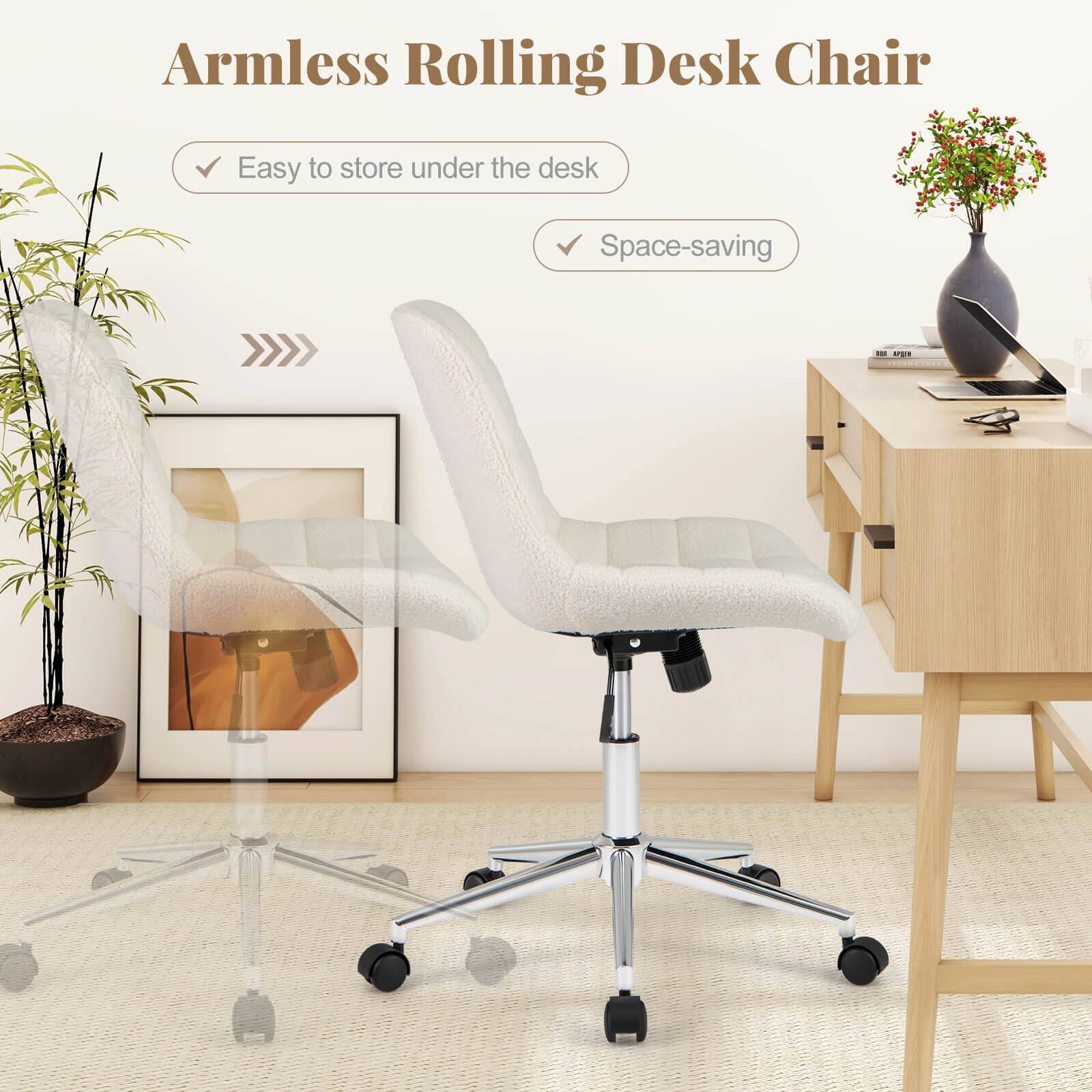 Armless Rolling Desk Chair: Easy to store under the desk, space-saving.
