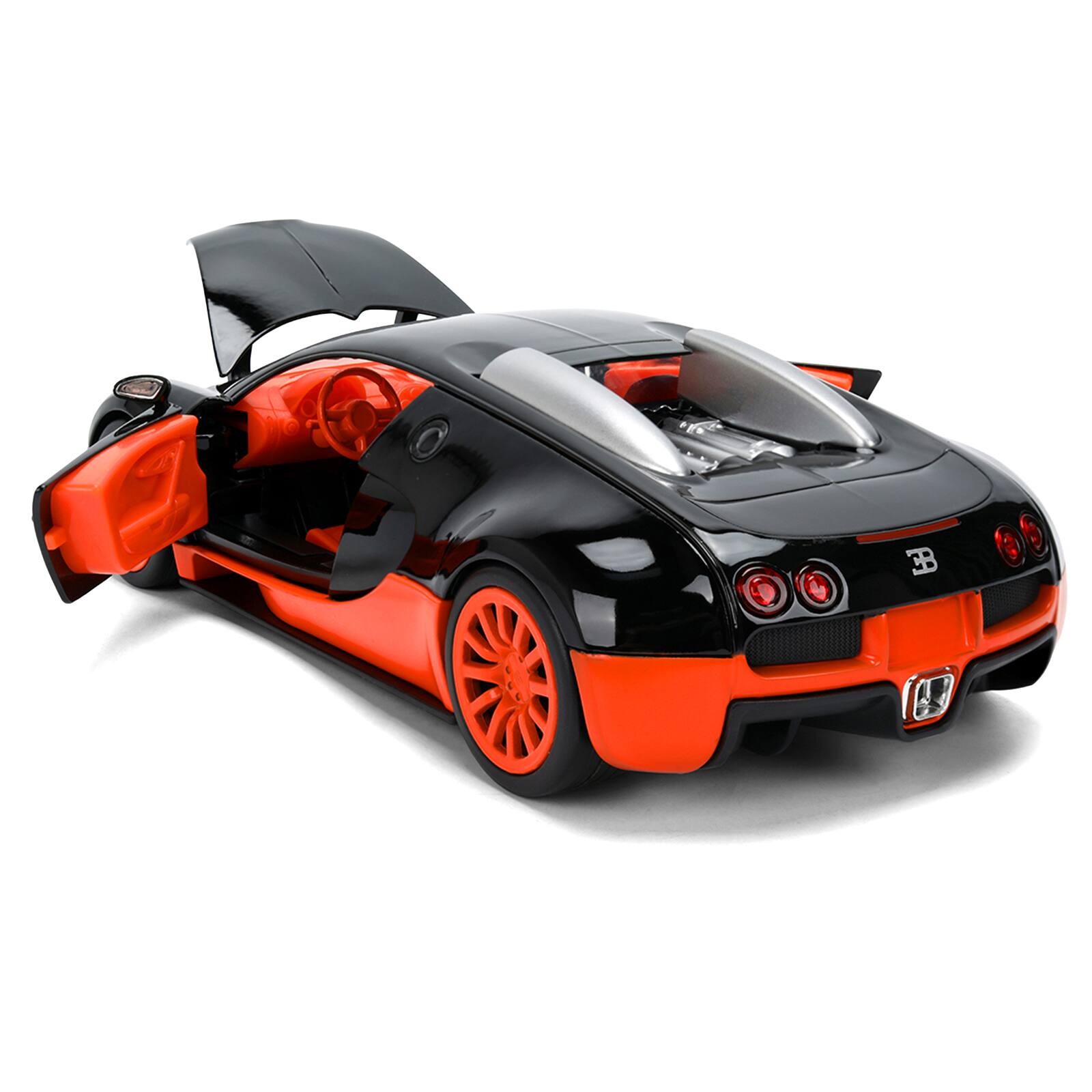 Alt View 3. Jada - 2011 Bugatti Veyron Black with Orange Accents and Orange Interior "Hyper-Spec" Series 1/24 Diecast Model Car by Jada.