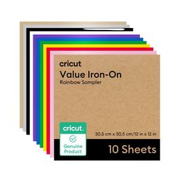Cricut - Value Iron-On, Rainbow Sampler - 12 in x 12 in (10 ct), Rainbow Sampler