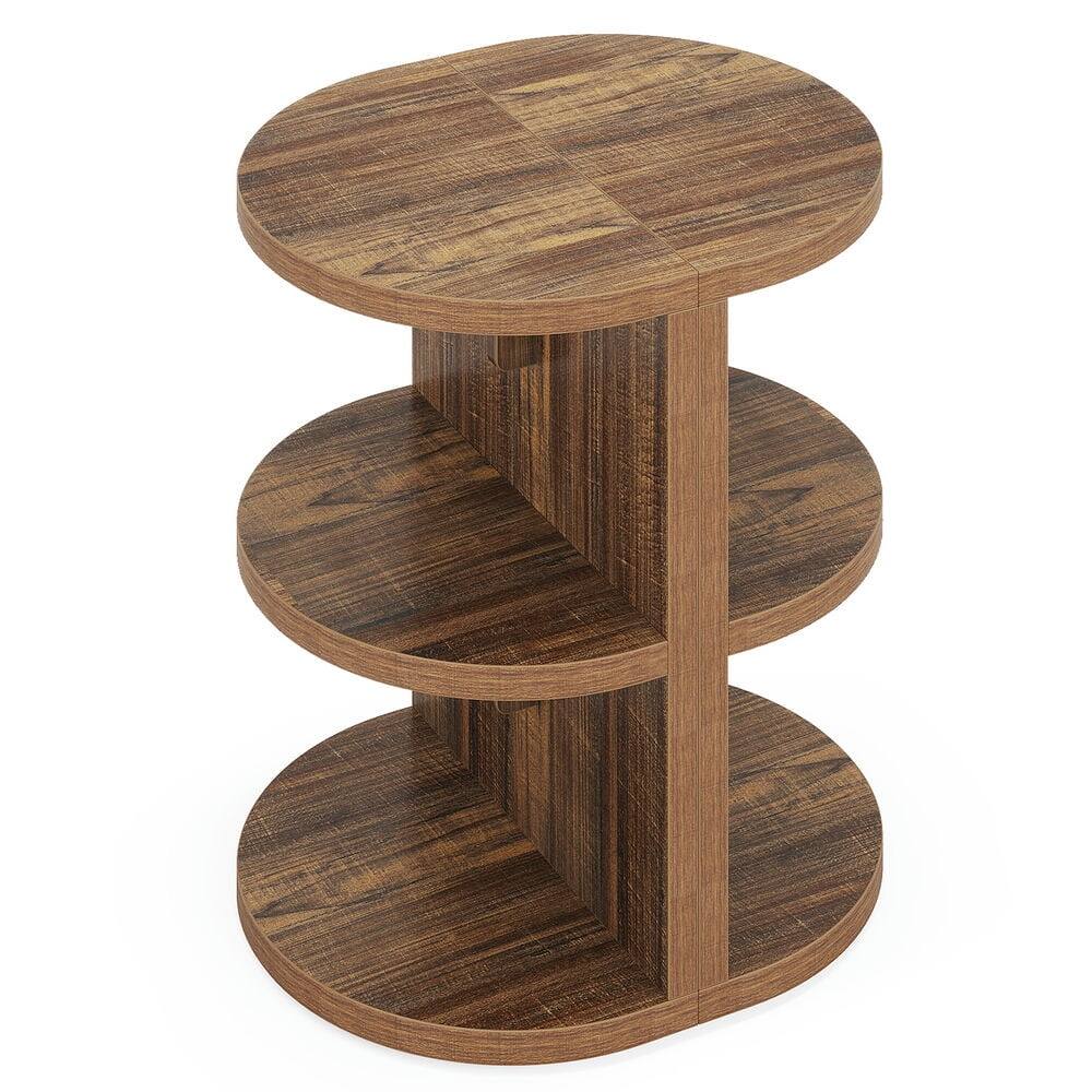 Left. Kadyn - Kadyn Sofa Side End Table, Couch Table,3-Tier Half-Round End Table, Semi-circular Side Table for Living Room,Brown - Brown.