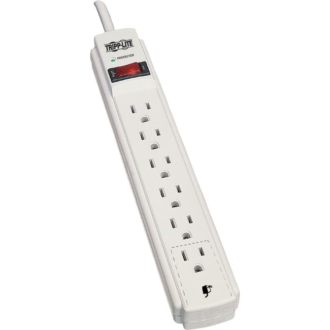 Eaton Tripp Lite Series Protect It! 6-Outlet Surge Protector, 15 ft. Cord, 790 Joules, Diagnostic LED, Light - Gray