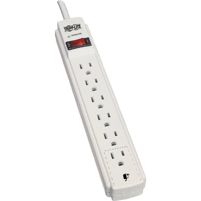 Eaton Tripp Lite Series Protect It! 6-Outlet Surge Protector, 15 ft. Cord, 790 Joules, Diagnostic LED, Light - Gray