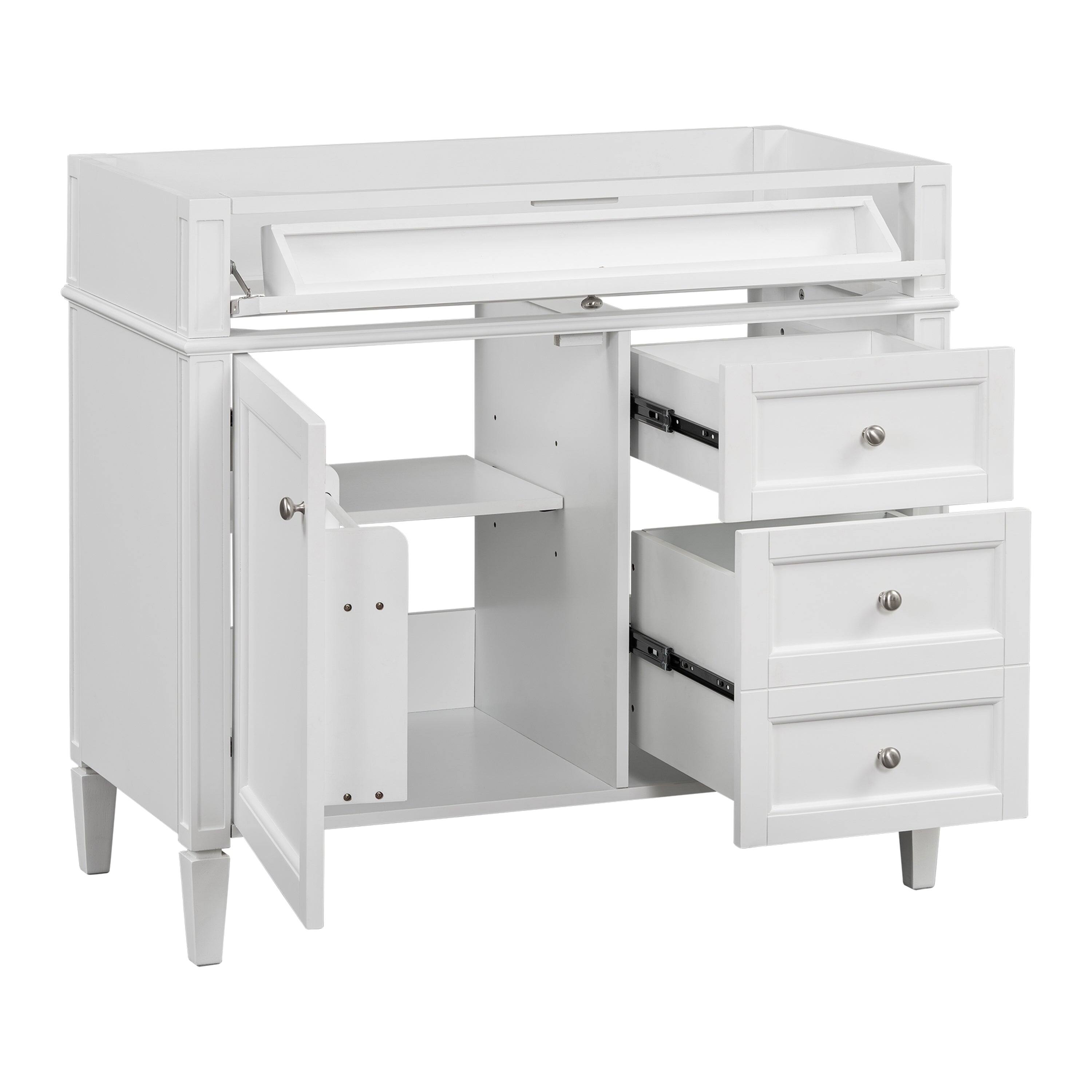 Alt View 7. Boyel Living - 36 Inch Modern Bathroom Vanity Cabinet Two Drawers Tip Out No Sink White - White.