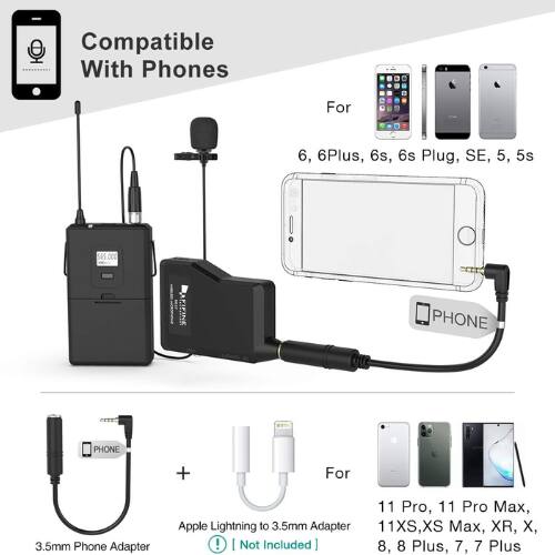 Compatible With Phones

For 6, 6Plus, 6s, 6s Plus, SE, 5, 5s

3.5mm Phone Adapter

Apple Lightning to 3.5mm Adapter

For 11 Pro, 11 Pro Max, 11XS, XS Max, XR, X

8, 8 Plus, 7, 7 Plus

*Not Included