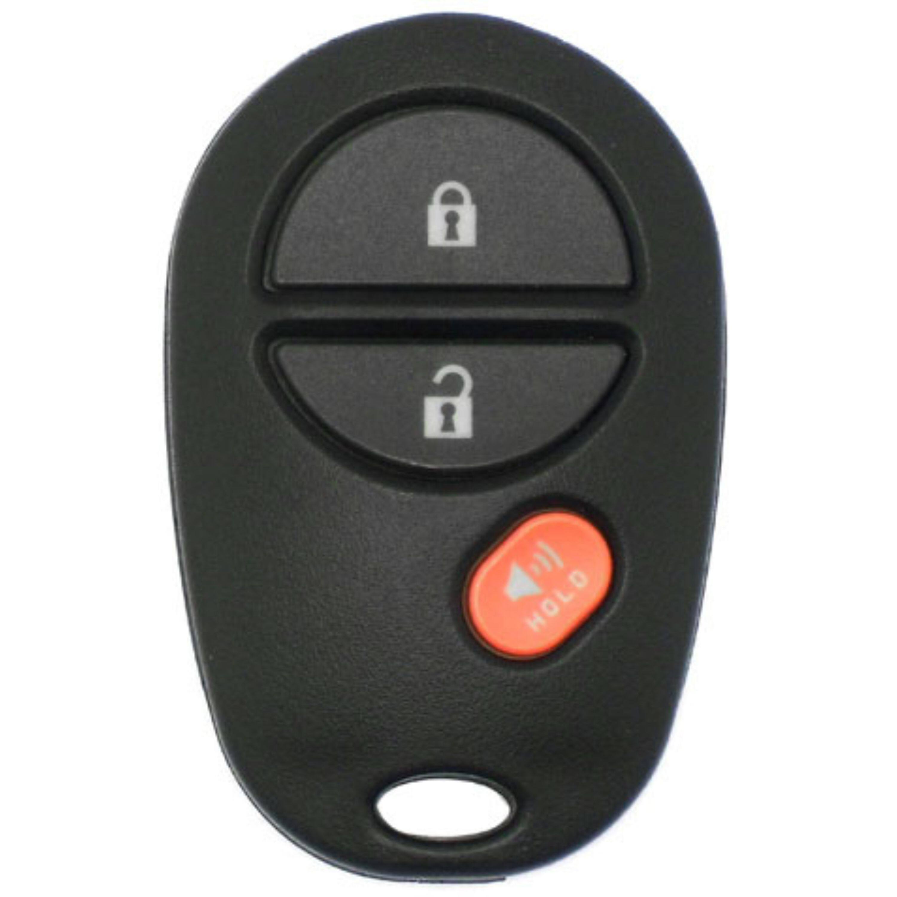 Front. Car Keys Express - Toyota Keyless Entry Remote - 3 Buttons (Lock, Unlock, and Panic) - Black.
