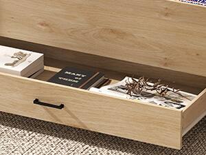 Alt View 8. Bestier - Lift-Top Coffee Table with Hidden Storage, 3 Drawers, Spacious Countertop and Sturdy Wood Legs - wooden.