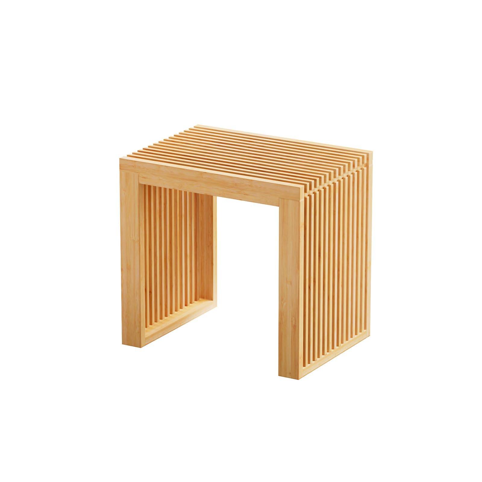 Front. Fabibe - Farmhouse Bench Natural Small Bamboo Dining Bench, 17inch Decor Indoor Kitchen Table - Natural Small.