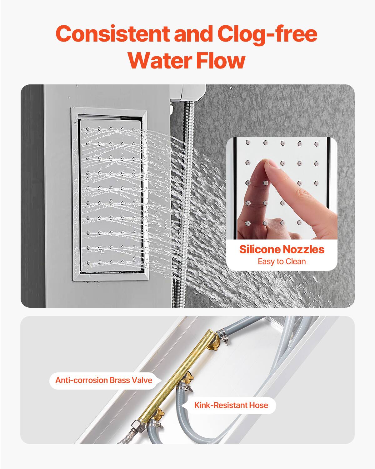 Consistent and Clog-free Water Flow

Silicone Nozzles
Easy to Clean

Anti-corrosion Brass Valve

Kink-Resistant Hose