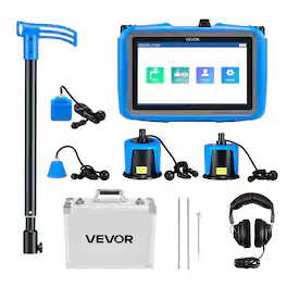 VEVOR - Pipe Water Leak Detector with 4 Sensors, 1Hz-10000Hz, 7" Touchscreen Underground Plumbing Leakage Detection Locator - Blue