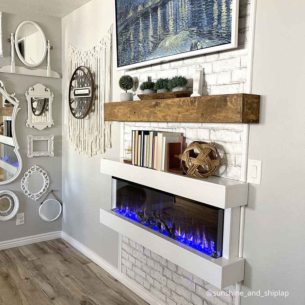 Angle. Touchstone Home Products - 50 in. Wall Mounted Chesmont 3-Sided Smart Electric Fireplace 1500W - White.