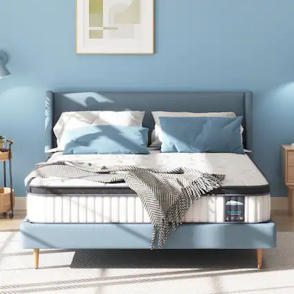 Front. Serweet - 10 in. Medium Firm Hybrid Euro Top Full Size Breathable Mattress - White.