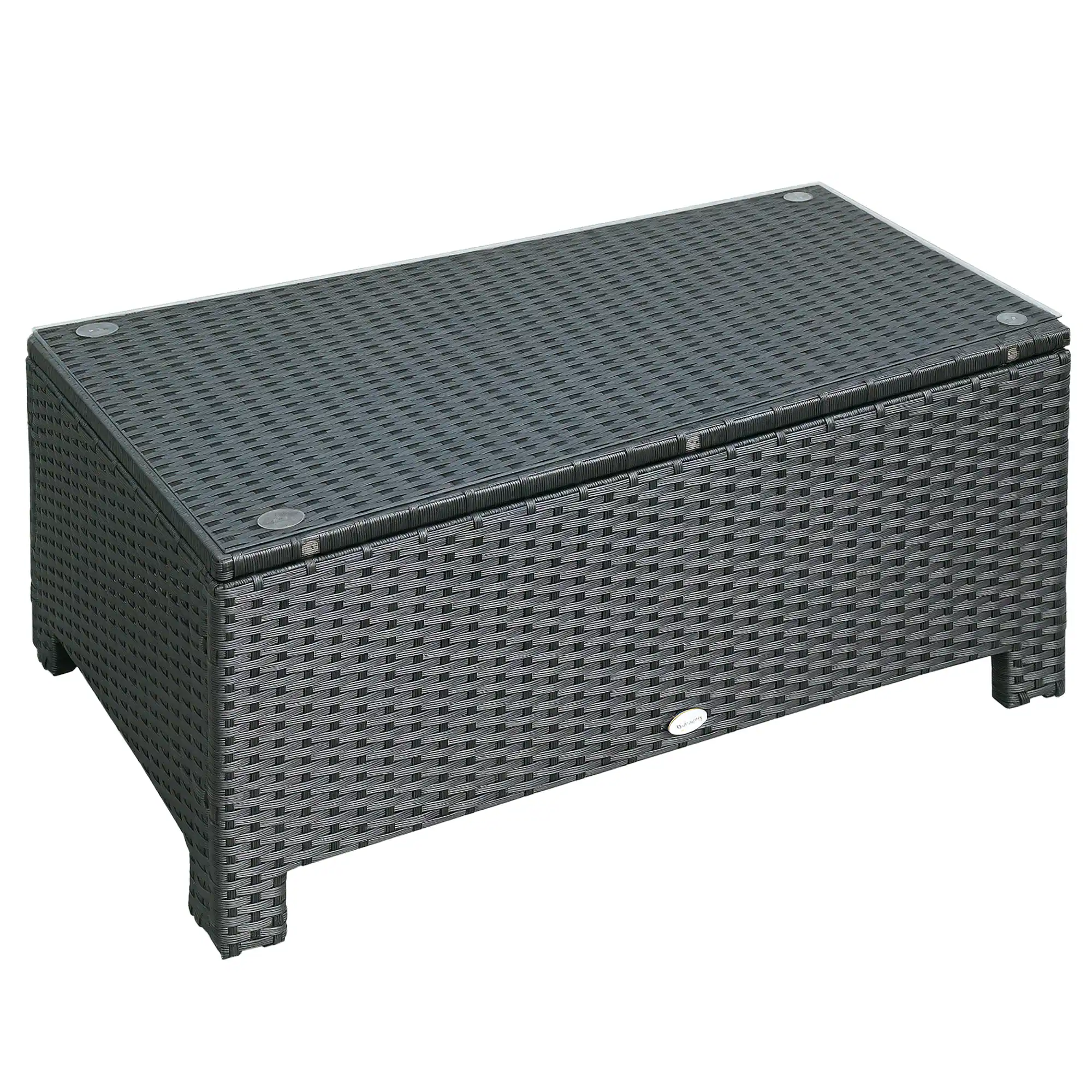 Outsunny - Patio Furniture, Wicker Coffee Table, Hand-Woven PE Rattan Side Table - Black