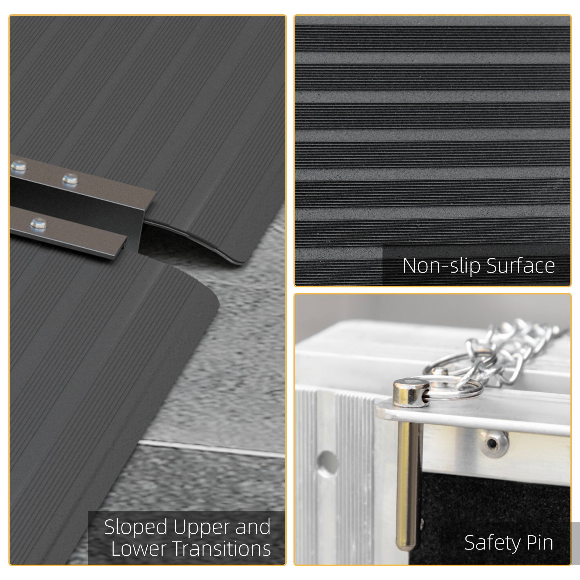 Non-slip Surface, Sloped Upper and Lower Transitions, Safety Pin