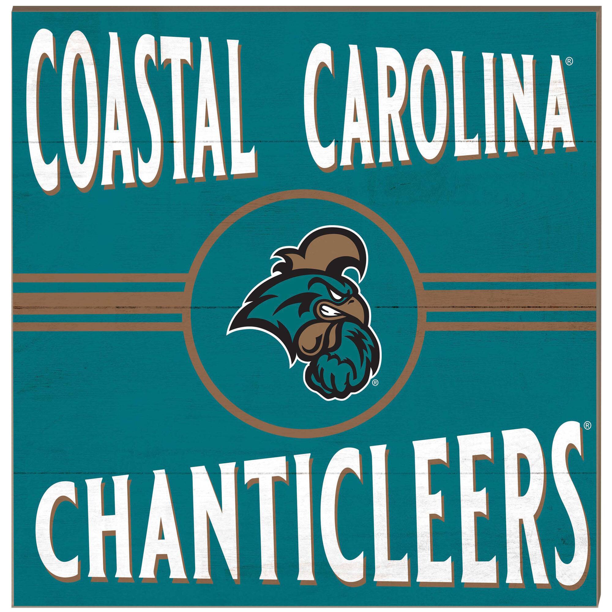 Jardine - Coastal Carolina Chanticleers 10'' x 10'' Retro Team Sign - Teal