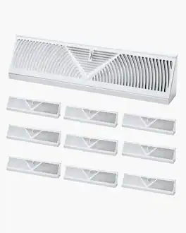 VEVOR - 18-Inch Floor Registers, 10-Pack Baseboard Registers, HVAC Heavy-Duty Walkable Iron Floor Vents, Rustproof Anti-Peeling - White