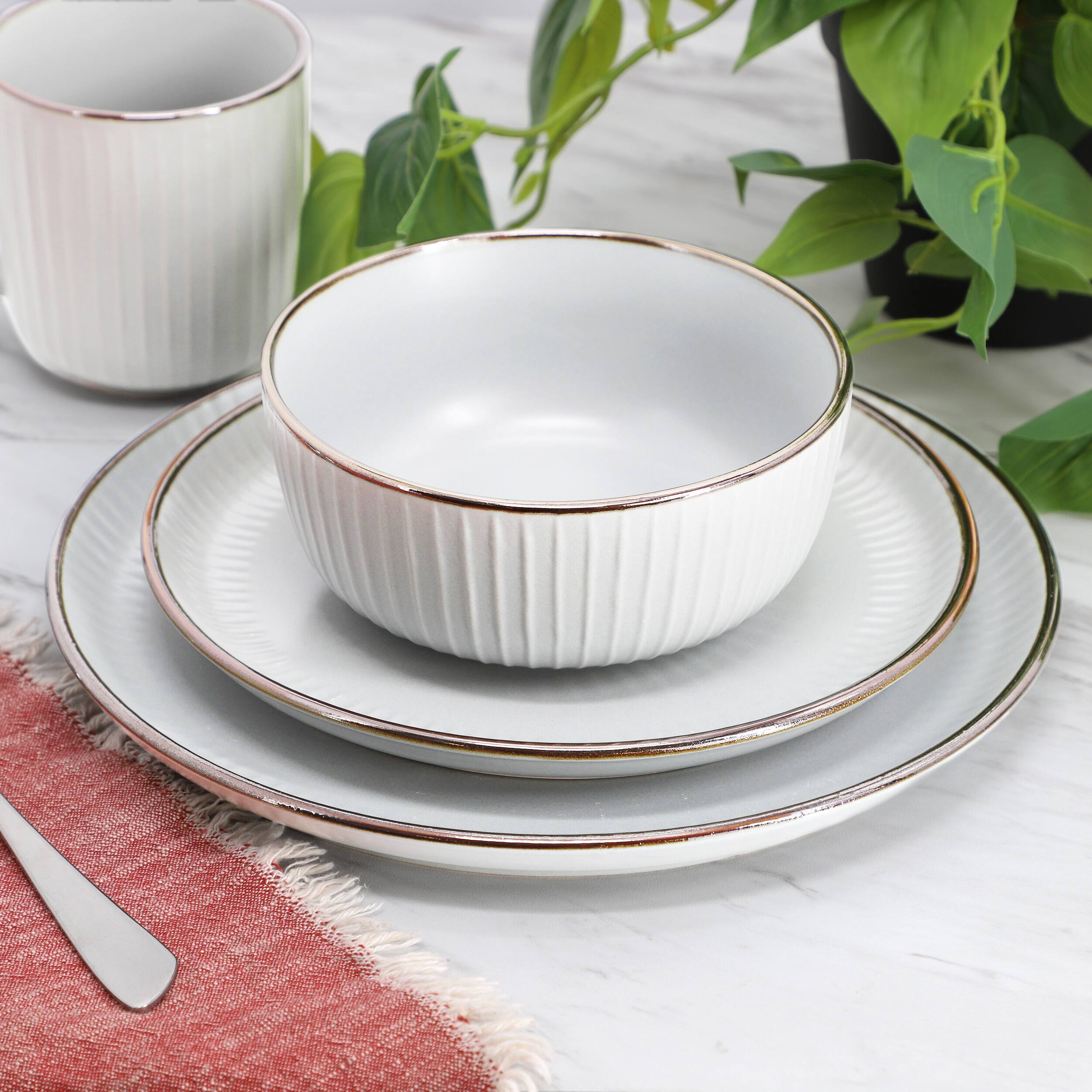 Alt View 6. Elama - Elama Leo 16 Piece Stoneware Dinnerware Set In White - White.