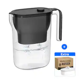 Waterdrop - PT-05BL-L Water Filter Pitcher, 7-Cup, NSF Certified, with 1+1 Filters - Black