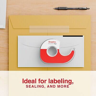 Staples  
Transparent Tape Dispenser  

Ideal for labeling, sealing, and more