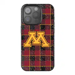 Keyscaper - NCAA - Minnesota Golden Gophers Plaid Bling iPhone Case - 14 - Black