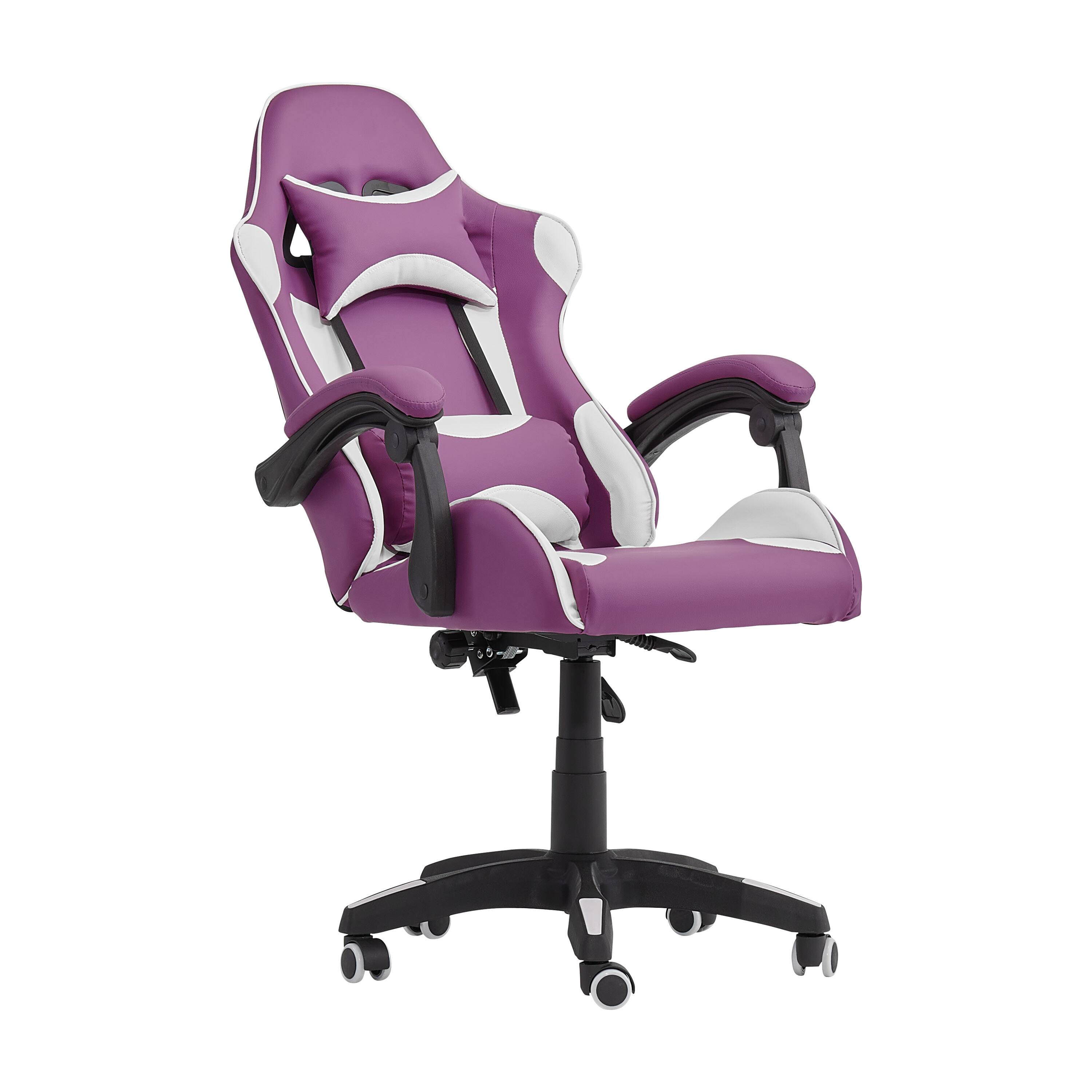 Alt View 11. CorLiving - Ravagers Gaming Chair - Purple and White.