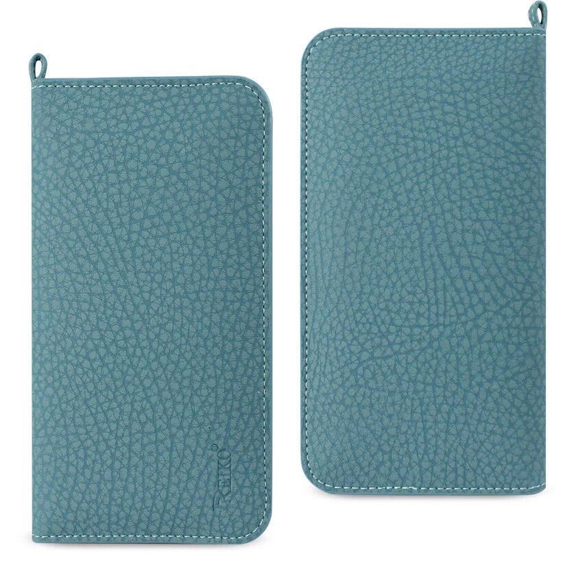 Front. Reiko - Universal Wallet Case for iPhone 6/6S/7 Plus with Side Pockets & Magnetic Flap, Navy - Navy.