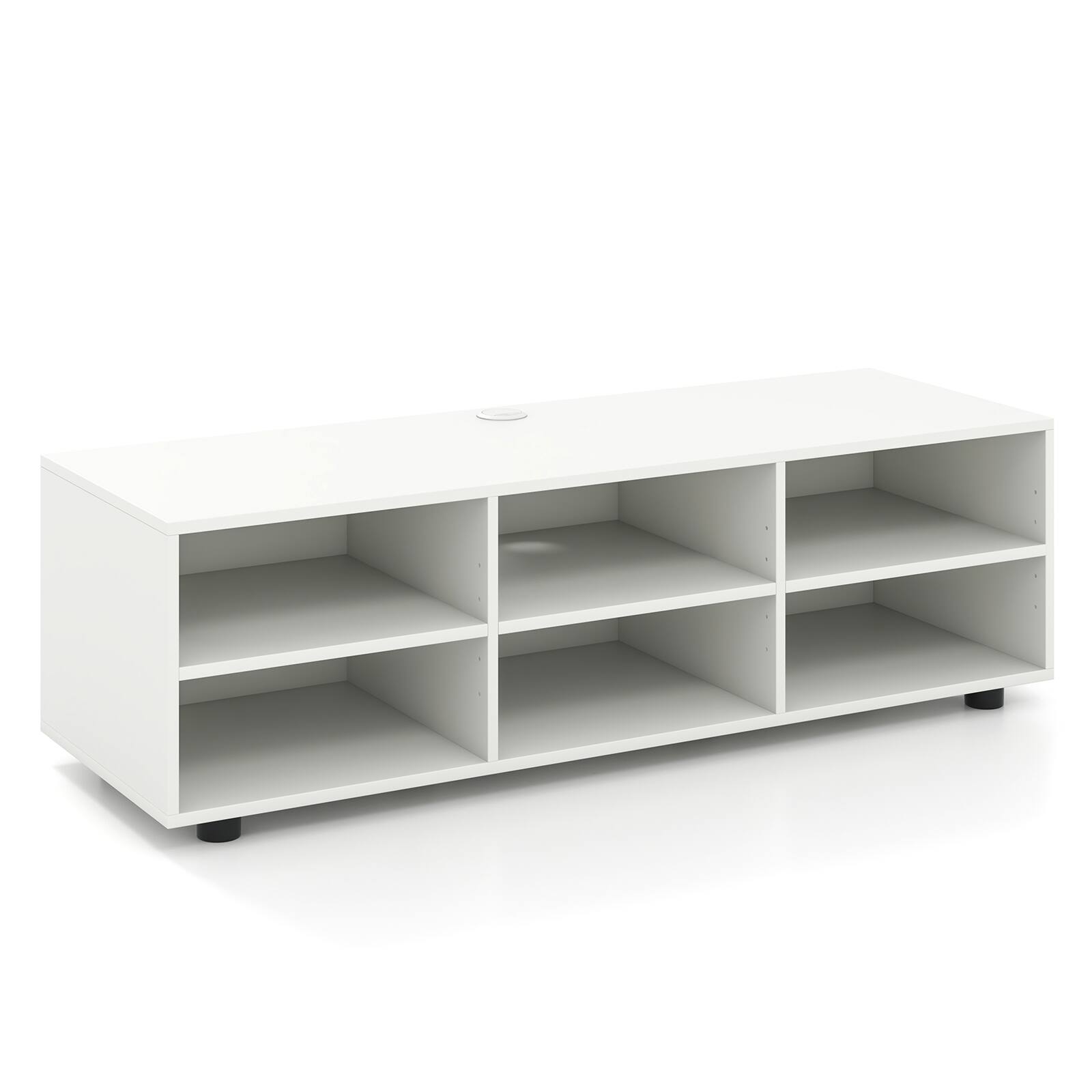 Alt View 19. Costway - TV Stand TV Console Cabinet 6-Cubby Media Console Entertainment Center with Adjustable Shelves - White.