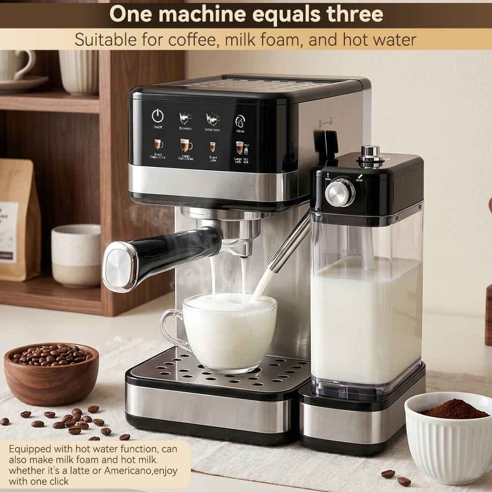 One machine equals three  
Suitable for coffee, milk foam, and hot water  

Equipped with hot water function, can also make milk foam and hot milk. Whether it's a latte or Americano, enjoy with one click