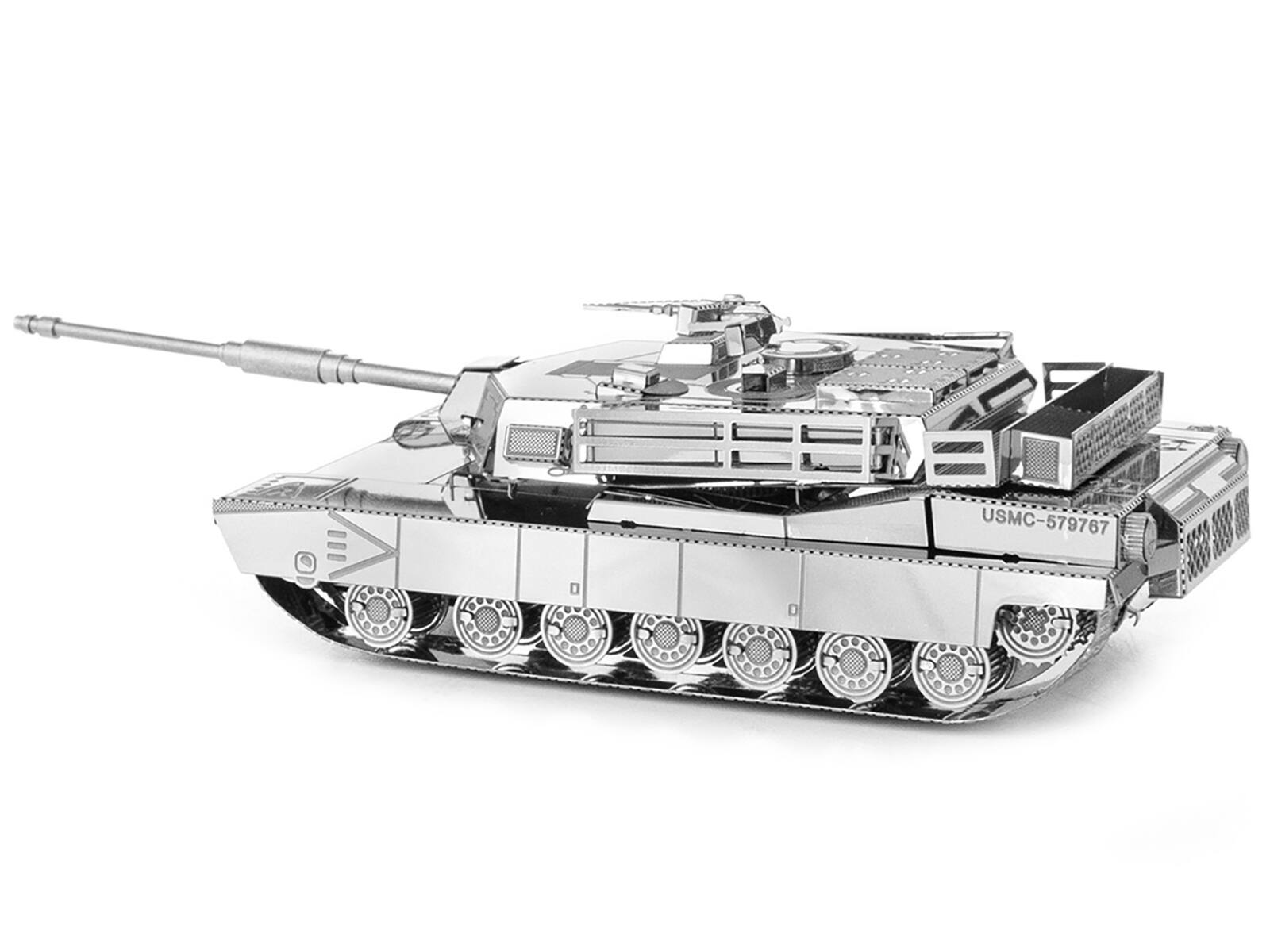 Back. Metal Earth - Model Kit American M1 Abrams Tank (Moderate Difficulty) Steel Model by Metal Earth - Silver.